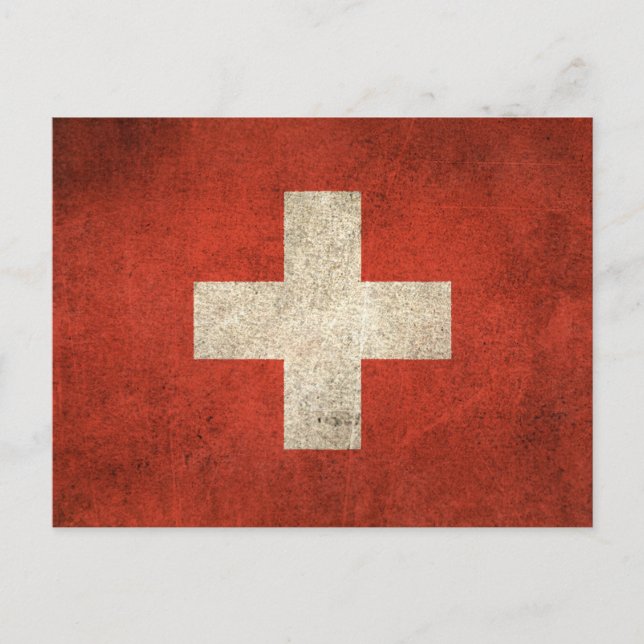 Carte Postale Drapeau vintage déchiré de Suisse (Devant)
