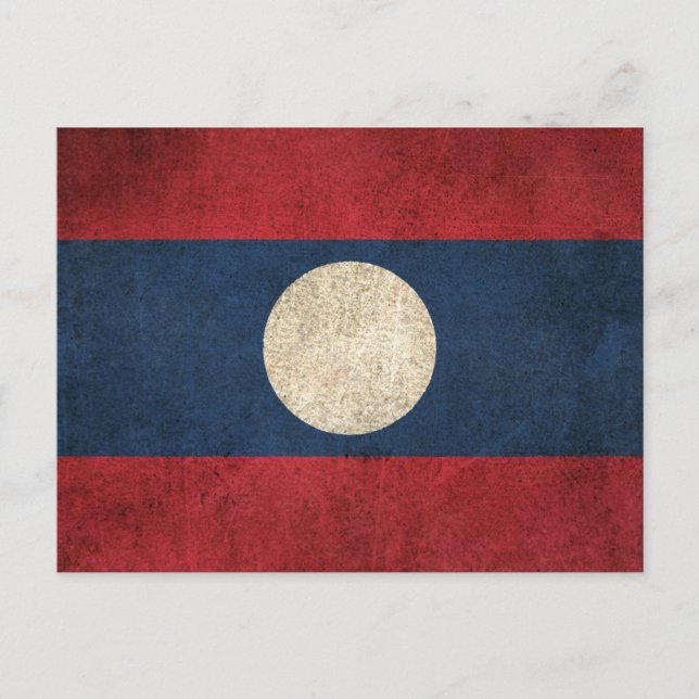 Carte Postale Drapeau vintage déchiré du Laos (Devant)