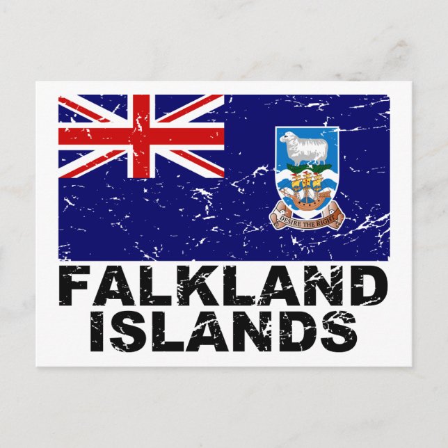 Carte Postale Drapeau Vintage des îles Falkland (Devant)