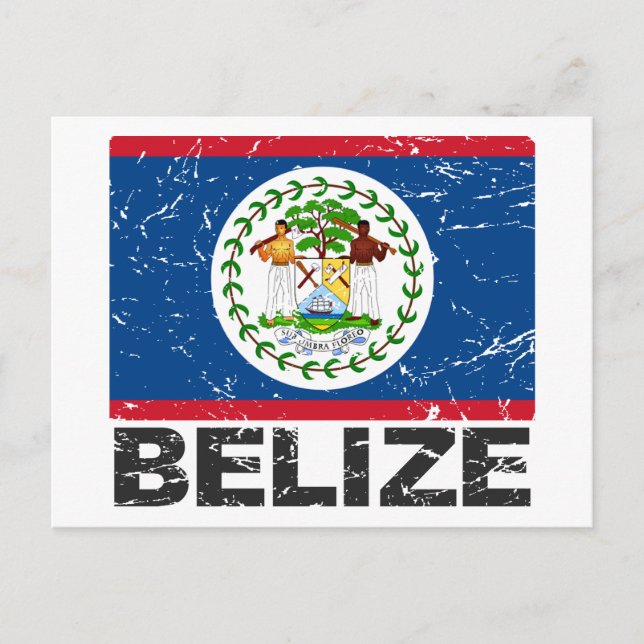 Carte Postale Drapeau Vintage du Belize (Devant)