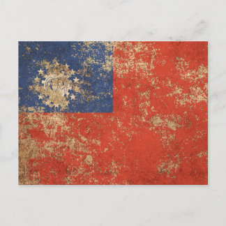 Carte Postale Drapeau Vintage du Myanmar vieillissant