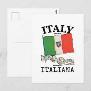 Carte Postale Drapeau vintage du pays Italie
