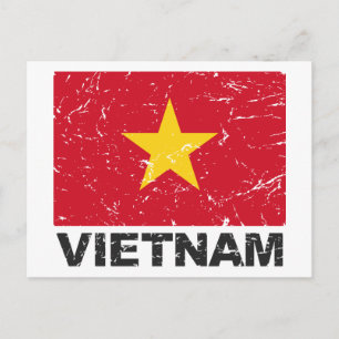 Carte Postale Drapeau Vintage du Vietnam
