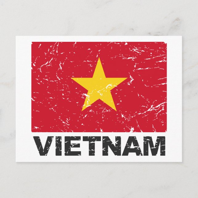 Carte Postale Drapeau Vintage du Vietnam (Devant)