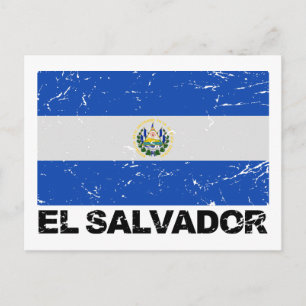 Carte Postale Drapeau Vintage El Salvador