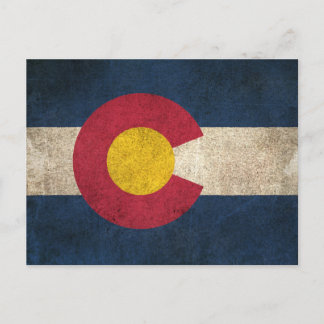 Carte Postale Drapeau vintage en détresse du Colorado