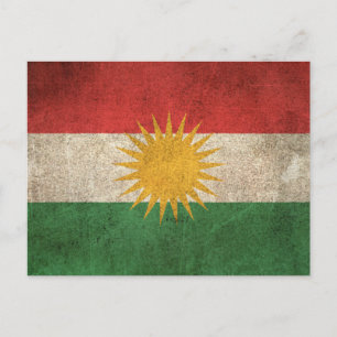 Carte Postale Drapeau vintage en détresse du Kurdistan