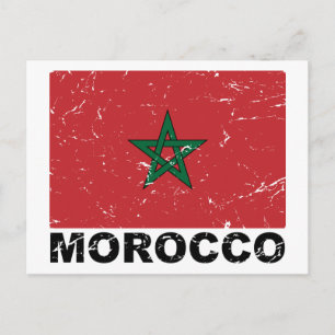 Carte Postale Drapeau Vintage Maroc