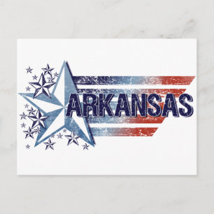 Carte Postale Drapeau vintage USA avec étoile - Arkansas