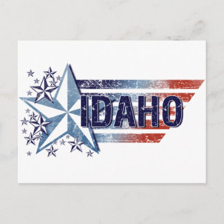 Carte Postale Drapeau vintage USA avec étoile - Idaho