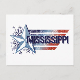 Carte Postale Drapeau vintage USA avec étoile - Mississippi