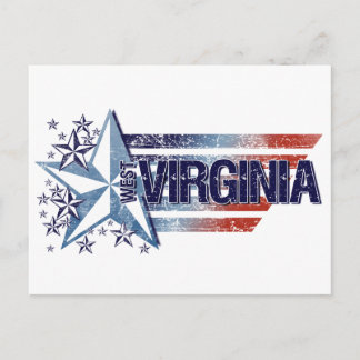 Carte Postale Drapeau vintage USA avec étoile - Virginie-Occiden
