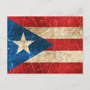 Carte Postale Drapeau vintage vieilli et rayé de Porto Rico