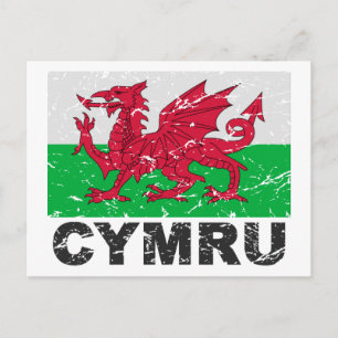 Carte Postale Drapeau Vintage Wales CYMRU
