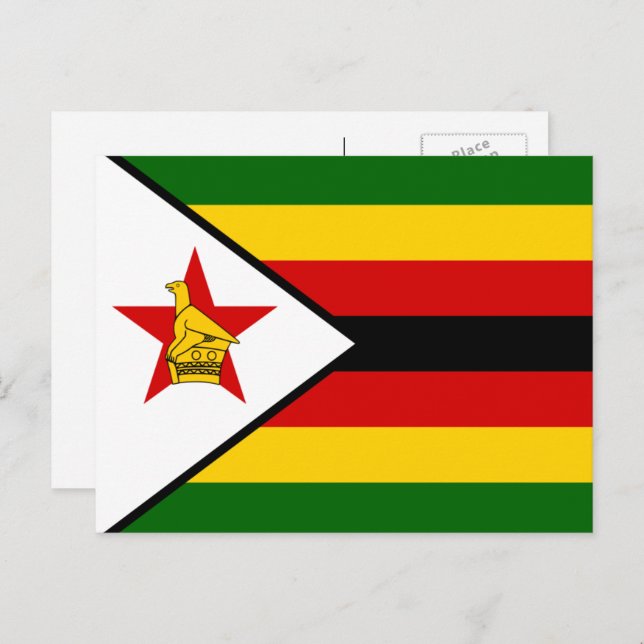 Carte Postale Drapeau zimbabwéen, Drapeau du Zimbabwe (Devant / Derrière)