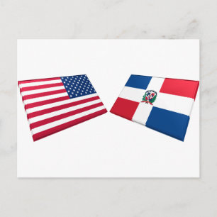 Carte Postale Drapeaux américains et dominicains