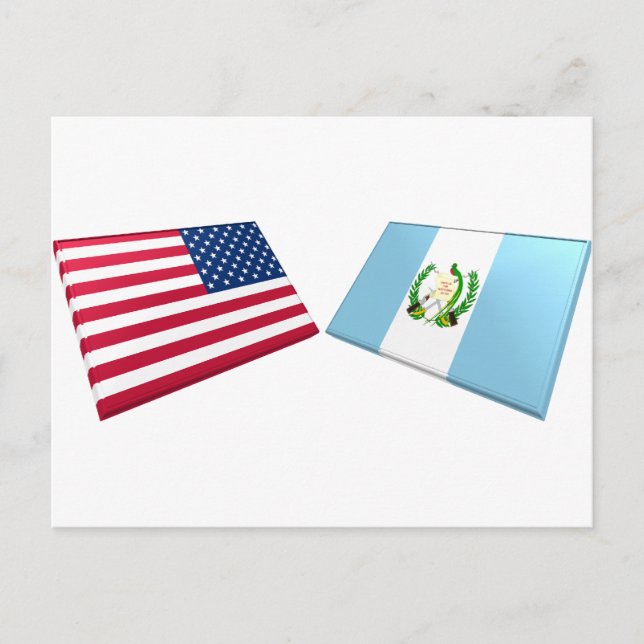 Carte Postale Drapeaux américains et guatémaltèques (Devant)