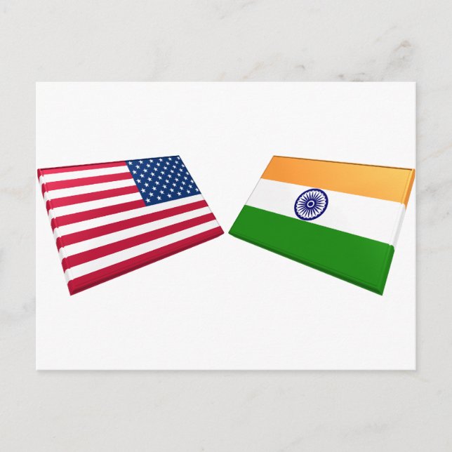 Carte Postale Drapeaux américains et indiens (Devant)