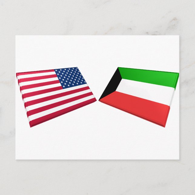 Carte Postale Drapeaux américains et koweïtiens (Devant)