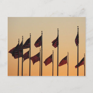 Carte Postale Drapeaux au coucher du soleil American Patriotic U