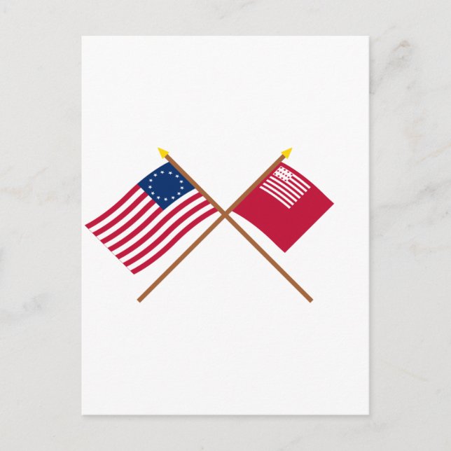 Carte Postale Drapeaux Betsy Ross et Brandywine croisés (Devant)