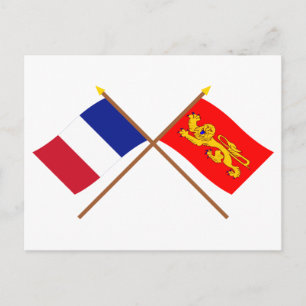 Carte Postale Drapeaux croisés de France et d'Aquitaine