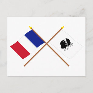Carte Postale Drapeaux croisés de France et de La Corse