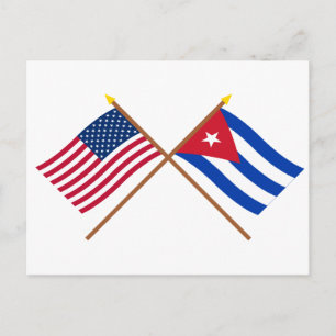 Carte Postale Drapeaux croisés des États-Unis et de Cuba