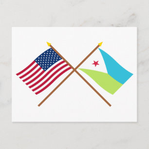 Carte Postale Drapeaux croisés des États-Unis et de Djibouti