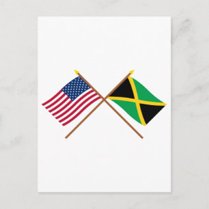 Carte Postale Drapeaux croisés des États-Unis et de la Jamaïque
