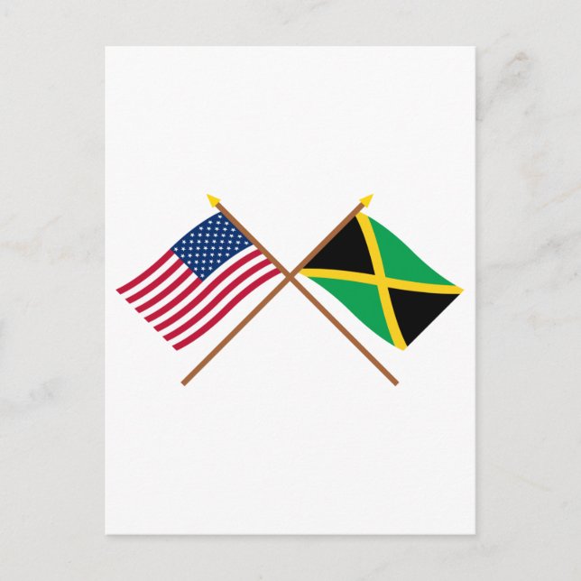 Carte Postale Drapeaux croisés des États-Unis et de la Jamaïque (Devant)