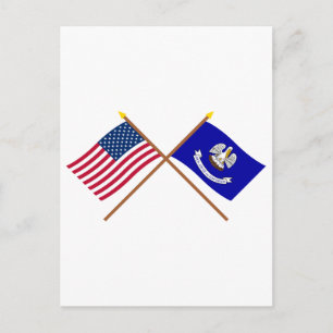 Carte Postale Drapeaux croisés des États-Unis et de la Louisiane