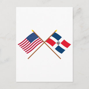 Carte Postale Drapeaux croisés des États-Unis et de la Républiqu