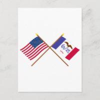Drapeaux croisés des États-Unis et de l'Iowa