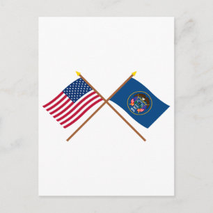 Carte Postale Drapeaux croisés des États-Unis et de l'Utah