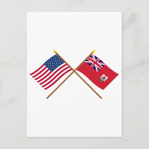 Carte Postale Drapeaux croisés des États-Unis et des Bermudes
