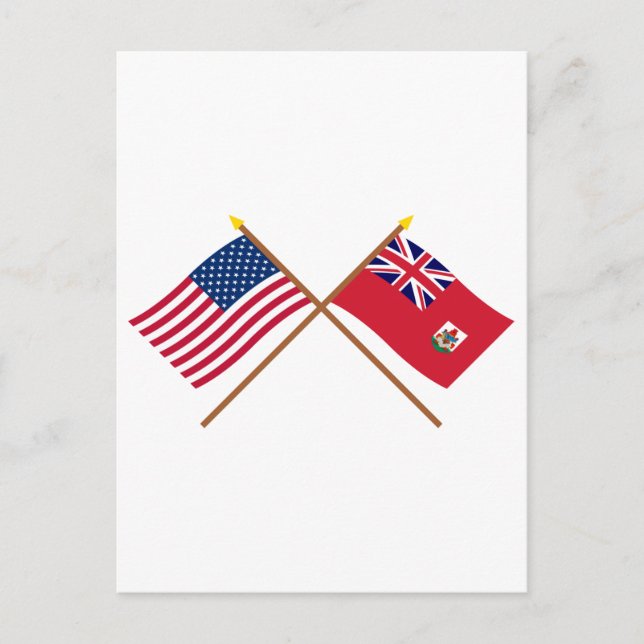 Carte Postale Drapeaux croisés des États-Unis et des Bermudes (Devant)