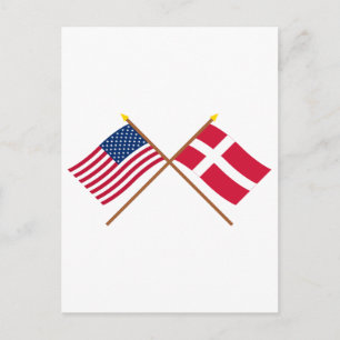 Carte Postale Drapeaux croisés des États-Unis et du Danemark