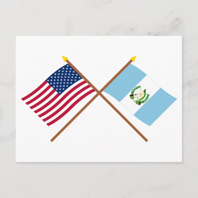 Carte Postale Drapeaux croisés des États-Unis et du Guatemala (Devant)