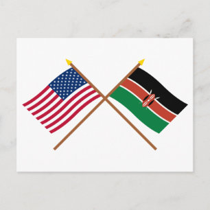 Carte Postale Drapeaux croisés des États-Unis et du Kenya