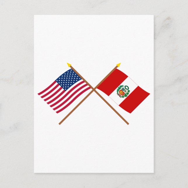 Carte Postale Drapeaux croisés des États-Unis et du Pérou (Devant)