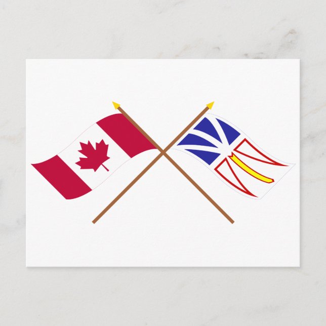 Carte Postale Drapeaux croisés du Canada et de Terre-Neuve (Devant)