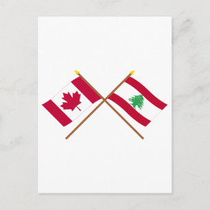 Carte Postale Drapeaux croisés du Canada et du Liban