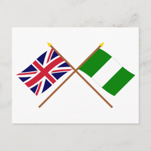 Carte Postale Drapeaux croisés du Royaume-Uni et du Nigeria