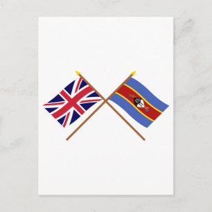Carte Postale Drapeaux croisés du Royaume-Uni et du Swaziland