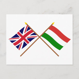 Carte Postale Drapeaux croisés Royaume-Uni et Hongrie
