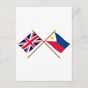 Carte Postale Drapeaux croisés Royaume-Uni et Philippines