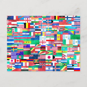 Carte Postale Drapeaux d'aquarelle du monde