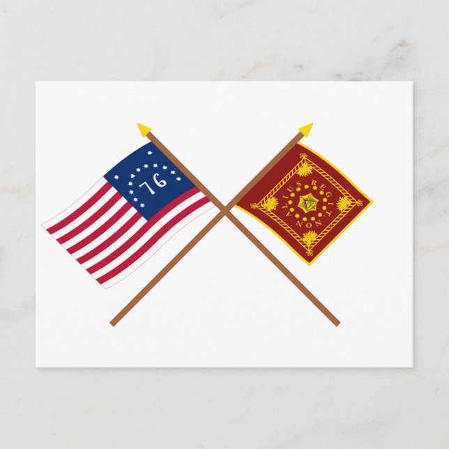 Carte Postale Drapeaux de Bennington et Pulaski traversés (Devant)