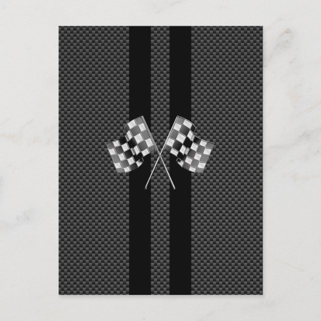 Carte Postale Drapeaux de course Stripes dans un décor de fibre  (Devant)